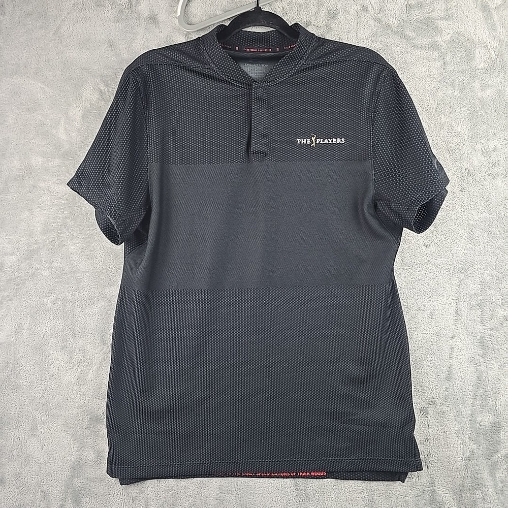 NIKE Tiger Woods ADV Blade Collar Golf Polo Shirt Men's Small Black Players Logo